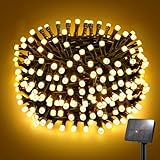 FFZZKJ Solar Lichterkette Aussen 5M 50LED Solar Lichterkette Outdoor Wetterfest 8 Modi IP65 Wasserdicht für Garten Terrasse Baum Hof Party, Warmweiß