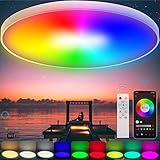 Amzxiubii LED Deckenleuchte RGB Farbwechsel, 48W Smart Deckenlampe Dimmbar Kontrolle durch Fernbedienung und APP, Kompatibel mit Alexa/Google Home, Rund Ø37cm, IP44, für Schlafzimmer Badezimmer, Weiß