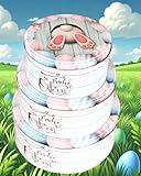 KAMACA 3 er SET Keksdosen Gebäckdosen Plätzchendose mit Hase rund praktisch stillvoll zu Ostern luftdichte Aufbewahrung für Kekse Ostereier Süßigkeiten (3er Set Frohe Ostern)