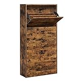 VASAGLE Schuhschrank mit 3 Klappen, Schuhregal mit 3 Ebenen, Aufbewahrungsschrank, perfekt für schmale Flure, Wohnzimmer, Schlafzimmer, 60 x 24 x 120 cm (L x B x H), vintagebraun LBC030X01