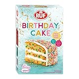 RUF Birthday Cake, bunter Geburtstags-Kuchen, heller Rührteig mit Konfetti-Dekor, lockerer Tortencreme und buntem Dekor-Mix, für Kindergeburtstage, Familienfeiern und zur Einschulung, 1x425g