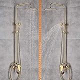 WDSOPK Duscharmatur-Set, Goldenes Ende, Doppelgriff, Heiß- Und Kaltschalter, 8 Zoll Regendusche, Badewanne Und Duscharmatur-Set, Mischbatterie, Wandmontage