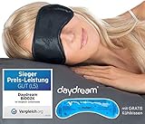 daydream Schlafmaske Frauen & Herren inkl. gratis Kühlkissen (= Kühlmaske) - Testsieger - Schlafbrille - Augenmaske, schwarz (B-1002K)