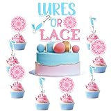 Wonmelody Köder oder Spitze Geschlecht offenbaren Partyzubehör Köder oder Spitze Kuchendekoration Rosa und Blau He or She Boy or Girl Cake Topper zum Angeln Geschlecht offenbaren Baby Shower