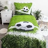 Jerry Fabrics Bettwäsche Fußball, Fußballmotiv, 140x200 cm + 70x90 cm, 100% Baumwolle, 2 Kissen-,Bettbezug, Zipper, Queen, Modern, Unisex, Druckmuster, All Ages, Everyday/Casual, Sport, 2 Stück, 1 Set