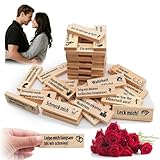 Deutsch Stapelspiel aus Holzblöcken für Paare, 48 Stück The Lust Tower Blocks mit Wahrheit oder Pflicht Fragen und Herausforderungen, Paar Spiele für Paare, Spiel Erwachsene Erotikspiele Sex Spiele