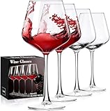 ParaCity Mundgeblasene Weingläser Set, Burgunder Weißweingläser und Rotweingläser, 470ML Weingläser für Damen, Herren, Hochzeit und Geburtstag (4)