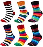 Occulto BUNTE SOCKEN für HERREN (6 PAAR) aus BAUMWOLLE in verschiedenen MUSTERN, bunte HERRENSOCKEN BUSINESS SOCKEN, RINGELSOCKEN 6 Paar | Mix1 43-46