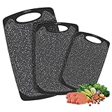 Schneidebrett Set für Küche mit Größen (S/M/L), Schneidebrett Kunststoff mit Griff, Saftrillen, Rutschgummi für Fleisch Gemüse Obst - Schneidebretter BPA-frei, Spülmaschinenfest Küchenbrett