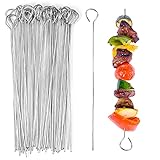 Edelstahl Schaschlikspieße 50 Stück, 20cm - Grillspieße für Lagerfeuer & Schokoladenbrunnen, Marshmallow Spieße Metall