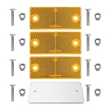Rechteckige Reflektoren zum Anschrauben, 4 Pack, Orange, 90 x 40 x 6,5 mm Abmessung, 70 mm Lochabstand, E-Prüfzeichen, kl. M5 Schrauben + Muttern, eckige Hängerreflektoren für Wohnwagen, Anhänger