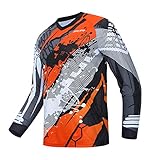 Radfahren Jersey Herren Mountainbike Motocross Trikot Langarm MTB T-Shirt Downhill Tops Sport Rennbluse orange XXXL