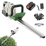 TWZ Heckenschere Akku 21V, Elektrischer Heckentrimmer mit 2600mAh Li-Ionen Batterie und Ladegerät, Hecken & Strauchschere mit 15 mm Zahnabstand 510mm Schnittlänge Dual Schnittklingen