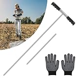 GWCYMYD Bodensonde Edelstahl 81-122cm Verstellbar Bodensondenstab mit 3-Segment-Stange T-Förmiger Griff Bodenprobe-Sonde für Rasenflächen Rohre Klärgruben