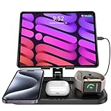 Wireless Charger, iPad Ladestation A pple Watch und iPhone für iPhone 15 Pro Max 14 Pro, iPhone Ladestation Mehrere Geräte 4 in 1 für iWatch Ultra 9, Apple Ladestation für Airp ods Pro 3 Tablet