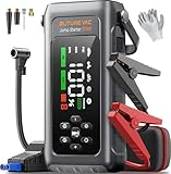 5000A Starthilfe Powerbank mit 150PSI Kompressor, 12V Auto Starthilfe Powerbank für 12 V(Bis zu All Benzin und 9.0L Dieselmotor)，Booster Auto Starthilfe mit Taschenlampe, Zwangsstart, Handschuhe