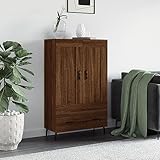 Moderner Schrank mit 2 Türen und Schublade, ideal für Wohnzimmer oder Schlafzimmer, 115 cm hoch, Buffet, Sideboard, Servierschrank, Braun