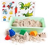 Magic Sand Castle Set - 1 kg Knetsand, 4 Sandknete Burgenförmchen Zubehör - Magischer Knete Sand Geschenke für Kinder, Mädchen und Jungen