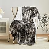 Wajade Kunstfelldecke – Sherpa Schafdecke – Comfort Luxuriöse Flauschige Kuscheldecke – weiche Decke für Couch und Bett – 130 x 160 cm –Grau