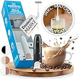 Tomorrow is Today Milchaufschäumer Stab inkl. Matcha Mixer-Aufsatz - Milchschäumer elektrisch -Matcha Besen - Ihr Aufschäumer für den idealen Schaumgenuss (Schwarz)