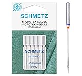 SCHMETZ Nähmaschinennadeln | 5 Microtex-Nadeln | 130/705 H-M | Nadeldicke 80/12 | auf allen gängigen Haushaltsnähmaschinen einsetzbar | geeignet für besonders dichtes oder feines Gewebe