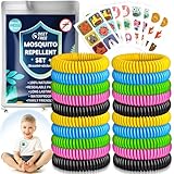 Mückenschutz Armband Set - 20 Stück Mückenarmband + 60 Stück Anti Mücken Pflaster, Mückenpflaster für Kinder Erwachsene Outdoor Camping Wandern Sport