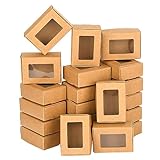 ewtshop® 30 Streichholzschachteln blanko aus Kraftpapier mit Sichtfenster, Mini Geschenkschachteln Geschenkboxen für Geschenke und kreative Bastelarbeiten