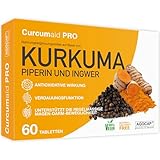 KURKUMA - Curcuma Tabletten hochdosiert Organic. CURCUMA, 60 Tabletten mit Kurkuma Piperin Ingwer-Extrakt. Curcuma extrakt, high dose - turmeric