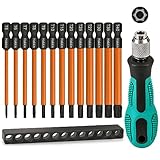 13 Stück Torx Schraubendreher Set Hakkin T5-T40 Torx Bit Set 1/4' 75mm Lang Magnetische Sternschraubenzieher mit Loch S2 Stahl Sechskant Schraubendreher Bitsätze mit Handgriff T25 für Akkuschrauber