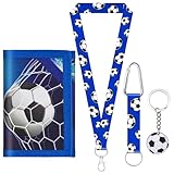 MLPKOI Geldbeutel Kinderr, Brustbeutel Kinder Fußball, Portemonnaie Kinder mit Schlüsselanhänger und Schlüsselband, Dreifach Gefaltete Geldbörse, Portemonnaie zum Umhängen für Jungen & Mädchen
