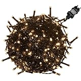 VOLTRONIC LED Lichterkette, IP44, Modell- und Farbwahl, 200 LEDs, Grünes Kabel, warmweiß