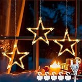 DAZZTIME LED Sterne Weihnachtsbeleuchtung,3er Beleuchtung,Weihnachten Indoor Fenster Licht Dekoration,mit 8 Modi Stecker IP44,für Weihnachten,Hochzeit,Party,Schlafzimmer,Balkon Deko