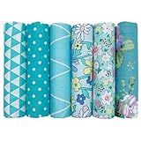 aufodara 6 Stück Baumwollstoff Meterware Stoff je 50 x 50cm, Reiner Baumwolle, Stoffe zum Nähen, Patchwork Stoffpaket zum Quilten DIY Basteln Handwerken, Modischen Mustern (Mint)