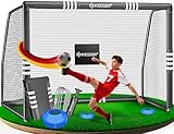 KESSER® Fußballtor – Hochwertiges Fußballtor 240cm, Training Schusstraining UV-beständigem Netz, Stahlrahmen mit Polsterung, Erdhaken, Luftpumpe, Hüttchen, Montagezubehör für Kinder und Erwachsene