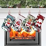 Weihnachtsstrumpf Set, 4 Stück Groß Nikolausstiefel Nikolausstrumpf für Weihnachtsdeko, 31cm Weihnachten Christmas Stocking für Weihnachtsbaum Kamin Deko, Weihnachtssocken für Weihnachten Geschenke