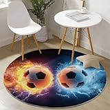 Generisch Runde Teppiche Surrealismus Fußball Digitale Kunst Thema, Kurzflor Weicher Runder Teppich 180 cm für Wohnzimmer Schlafzimmer Kinderzimmer, rutschfest Waschbar Teppiche, Schwarz