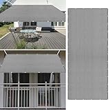 Sonnensegel Atmungsaktiv 150 x 390 cm Rechteckig Atmungsaktiv 98% UV Schutz Schattierungsnetz inkl Befestigungsseile Vielen Größen mit Spannseilen für Terrasse Balkon, Hellgrau