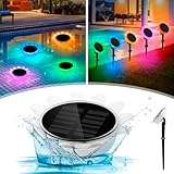 Kihhvlo Solar Schwimmendes Licht, LED Poolbeleuchtung Unterwasser Solar Licht mit Landinsertion, RGB Farbwechsel Für Draußen,Poollicht,Gartendeko