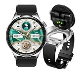 AIEK Smartwatch mit Bluetooth-Kopfhörern für Männer und Frauen, großes 1,43-Zoll-AMOLED-Display, Herzfrequenzmonitor, Kalorienbenachrichtigung der Schritte, 100+ Sportmodi (Silber)