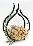 DanDiBo Kaminholzregal Innen Schwarz Kaminholzständer Flamme 78 cm Holzkorb Kaminholzhalter Feuerholzregal Holzregal