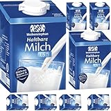 Pufai, Weihenstephan Milch fettarme H-Milch 1,5% Fett Haltbare Milch, je 0,5 Liter, 8 Stück, Pufai