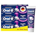 Oral-B Professional Sensitiv Pro Beruhigendes Gefühl Zahncreme/Zahnpasta, Made in Germany, Eukalyptus & Minze Geschmack, 3x75ml, Purple
