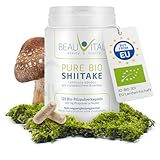 Pure Bio Shiitake Kapseln 120 je 500mg Lentinula edodes Vitalpilze Shiitake Pulver aus EU-Bio-Landwirtschaft, vegan, ohne künstliche Zusatzstoffe