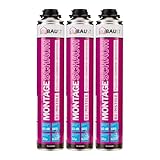 dubaust MSP24 Montageschaum Pistolenschaum 750ml Kombisets PU Füllschaum Dämmschaum hohe Schalldämmung Wärmedämmung Isolierend B2 (ohne Reiniger/ohne Schaumpistole, 3x 750ml)