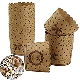 Muffinförmchen Backförmchen Papier Cupcake Formen - 50 Stück Kraftpapier Bowknot Backbecher für Muffins, Dessert, Hochzeit Geburtstag Party, hohe Temperaturbeständigkeit, robust, braun