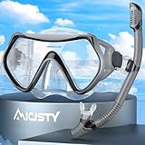 Schnorchelset Erwachsene,Schnorcheln Set-Erwachsene Taucherbrille 180° Panorama Anti-Fog Schwimmbrille Tempered Glas Tauchgerät Maske Verstellbares Silikonband für Schnorcheln Schwimmen