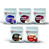 Tassimo Coffee Selection – Costa Cappuccino/Americano/Cadbury Hot Chocolate/L'Or Latte Macchiato/Kenco Americano Kapseln – 5 Packungen (56 Portionen)