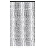 Arsvita Flauschvorhang Türvorhang (90x200 cm) in Meliert Hellgrau-Weiß als Insektenschutz für Balkon, Terrasse oder Wohnmobil, Wohnwagen, Pavillon