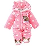 Gaorui Neugeborenes Unisex Baby Winter Overall mit Kapuze Strampler Fleece Onesie All in One Schneeanzug Outfits (Rosa, 0-3 Monate)