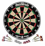 Stagecaptain DBS-1715 Bullseye Pro Dartscheibe mit Pfeilen - Profi Steeldartscheibe aus Sisal - Dartboard mit extra dünnen Drähten - Dart Scheibe mit 6 Dartpfeilen und 4 Sets Flights